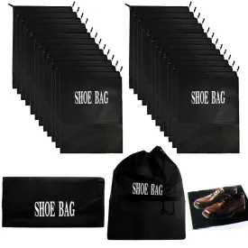 24 Lot Travel Shoe Bags Luggage Black Bag Golf Suitcase Storage Case Pack Save !