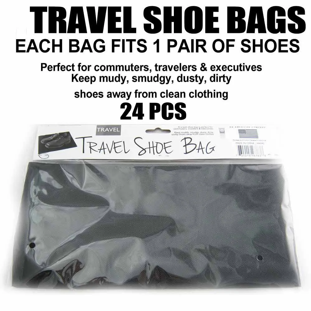 24 Lot Travel Shoe Bags Luggage Black Bag Golf Suitcase Storage Case Pack Save !