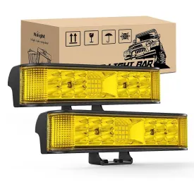 6.5 Inch 60W Amber Side Shooter Quadruple Row Spot Flood LED Light Bars (Pair)