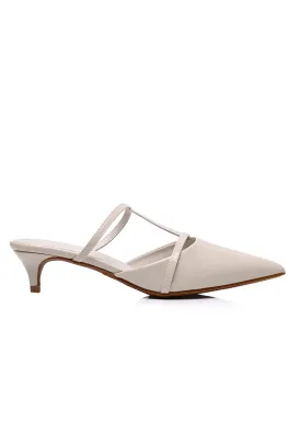 Allison Pointed Toe Kitten Heels (White)