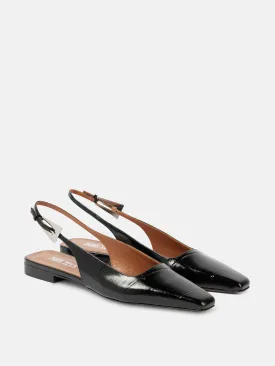 Bettina 10 croc-effect leather slingback flats