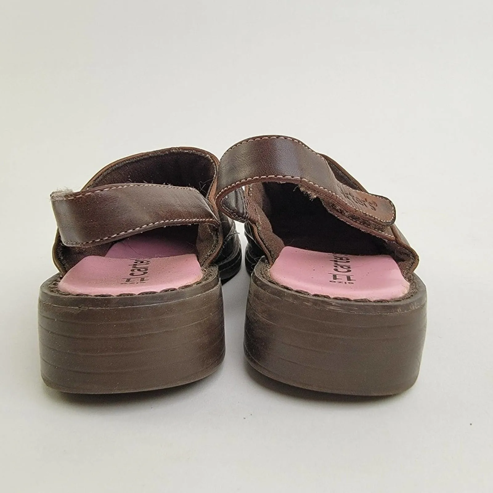 Carters Brown Leather Slingback Slip On Sandal Mules - 11 C