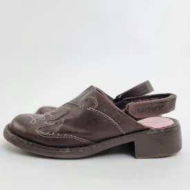 Carters Brown Leather Slingback Slip On Sandal Mules - 11 C