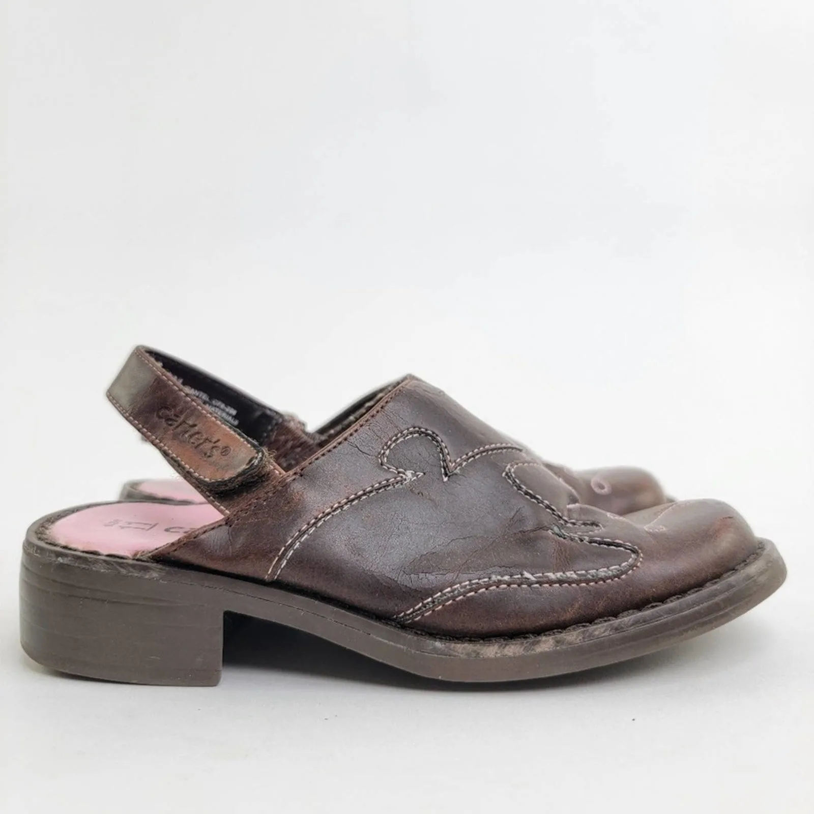Carters Brown Leather Slingback Slip On Sandal Mules - 11 C