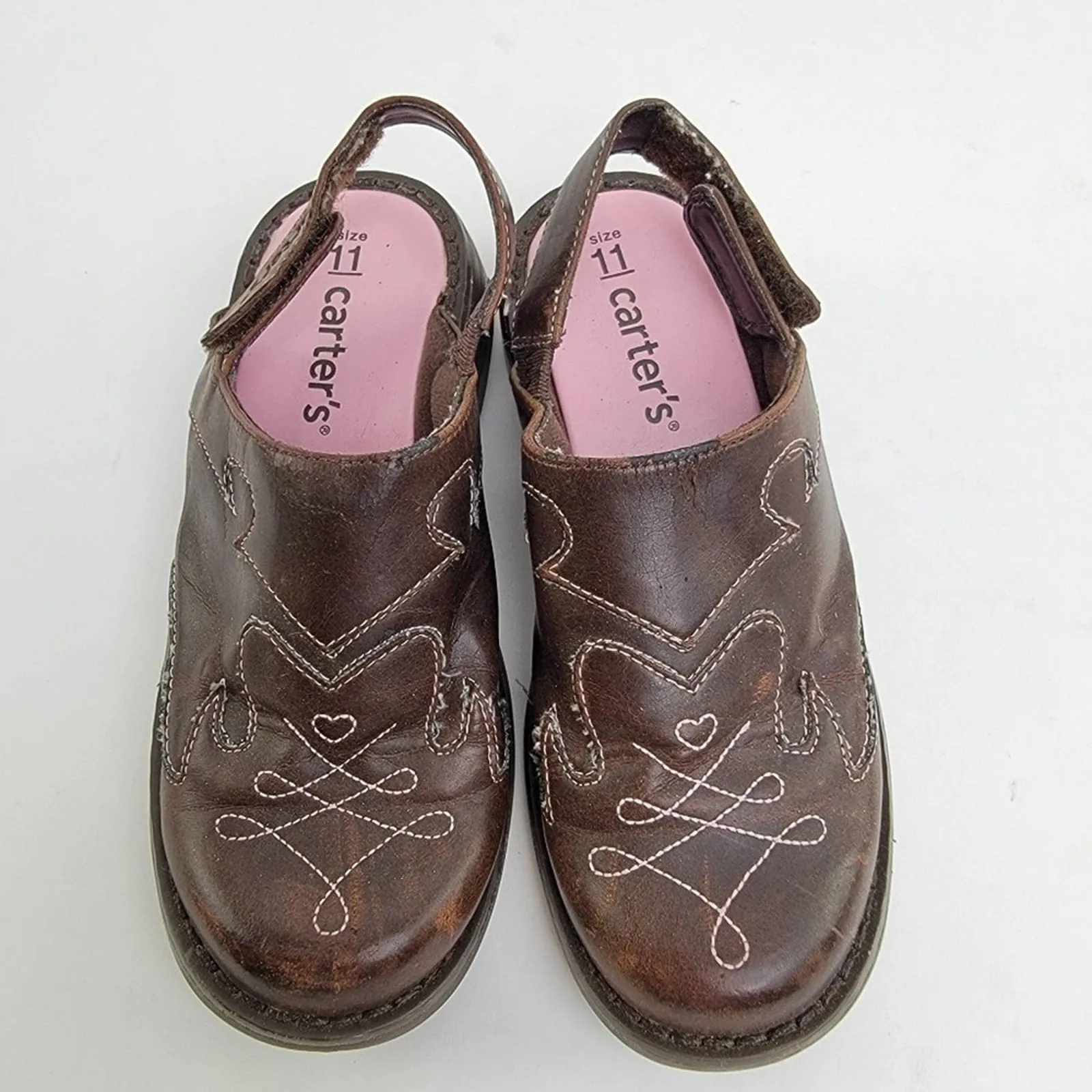 Carters Brown Leather Slingback Slip On Sandal Mules - 11 C