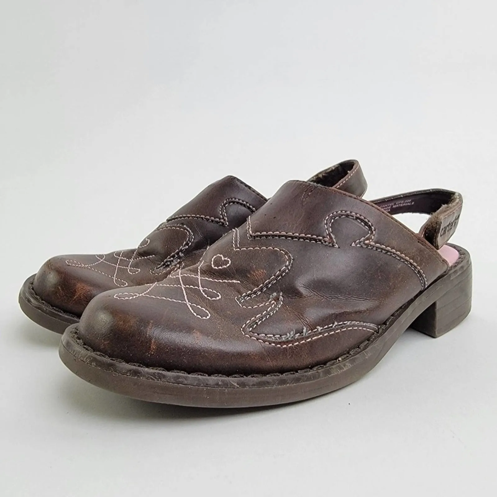 Carters Brown Leather Slingback Slip On Sandal Mules - 11 C