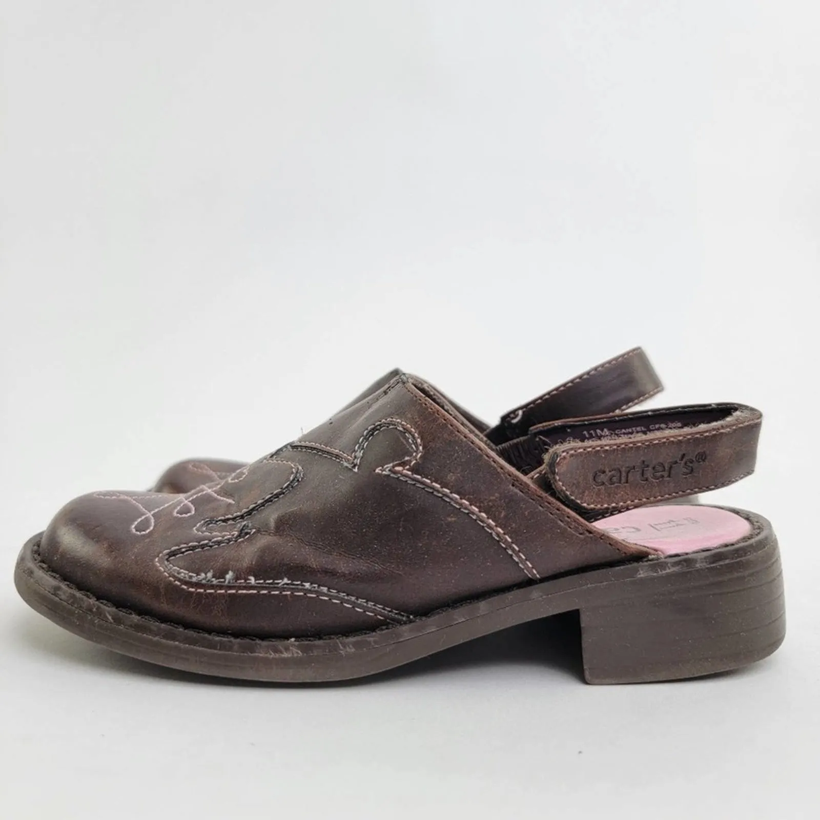 Carters Brown Leather Slingback Slip On Sandal Mules - 11 C