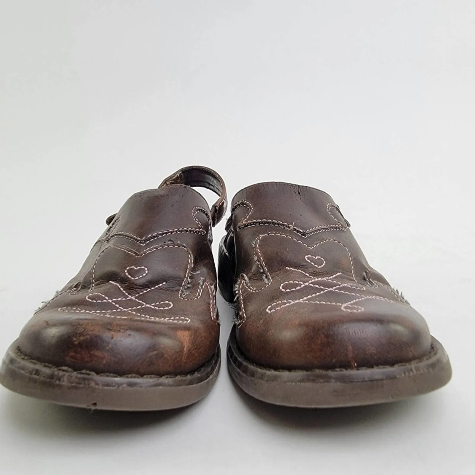 Carters Brown Leather Slingback Slip On Sandal Mules - 11 C