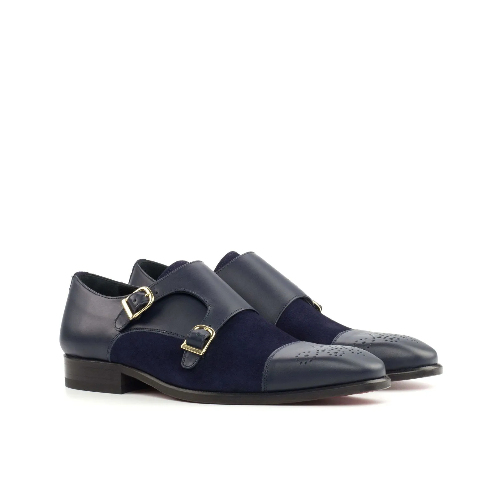 Double Monk-Suede, Box Calf, Blue