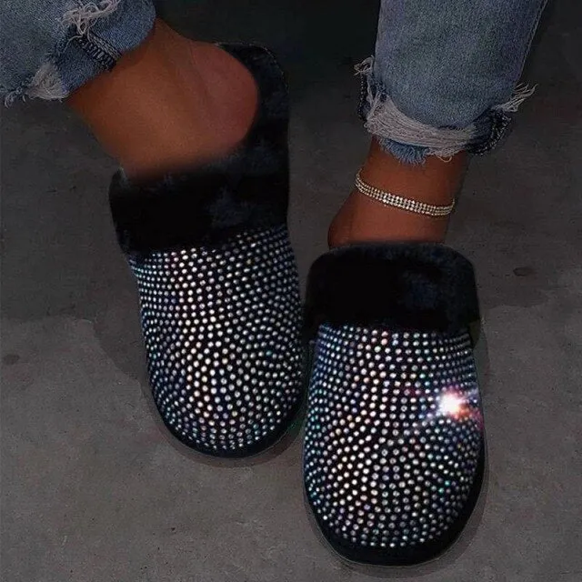 Flat slippers Fur Slides Fluffy Women