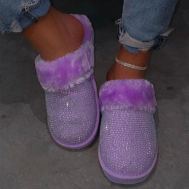 Flat slippers Fur Slides Fluffy Women
