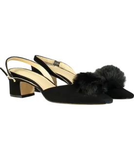 J. Mclaughlin Black Dita Suede Slingback Heels UK 7.5 EU 40.5 👠