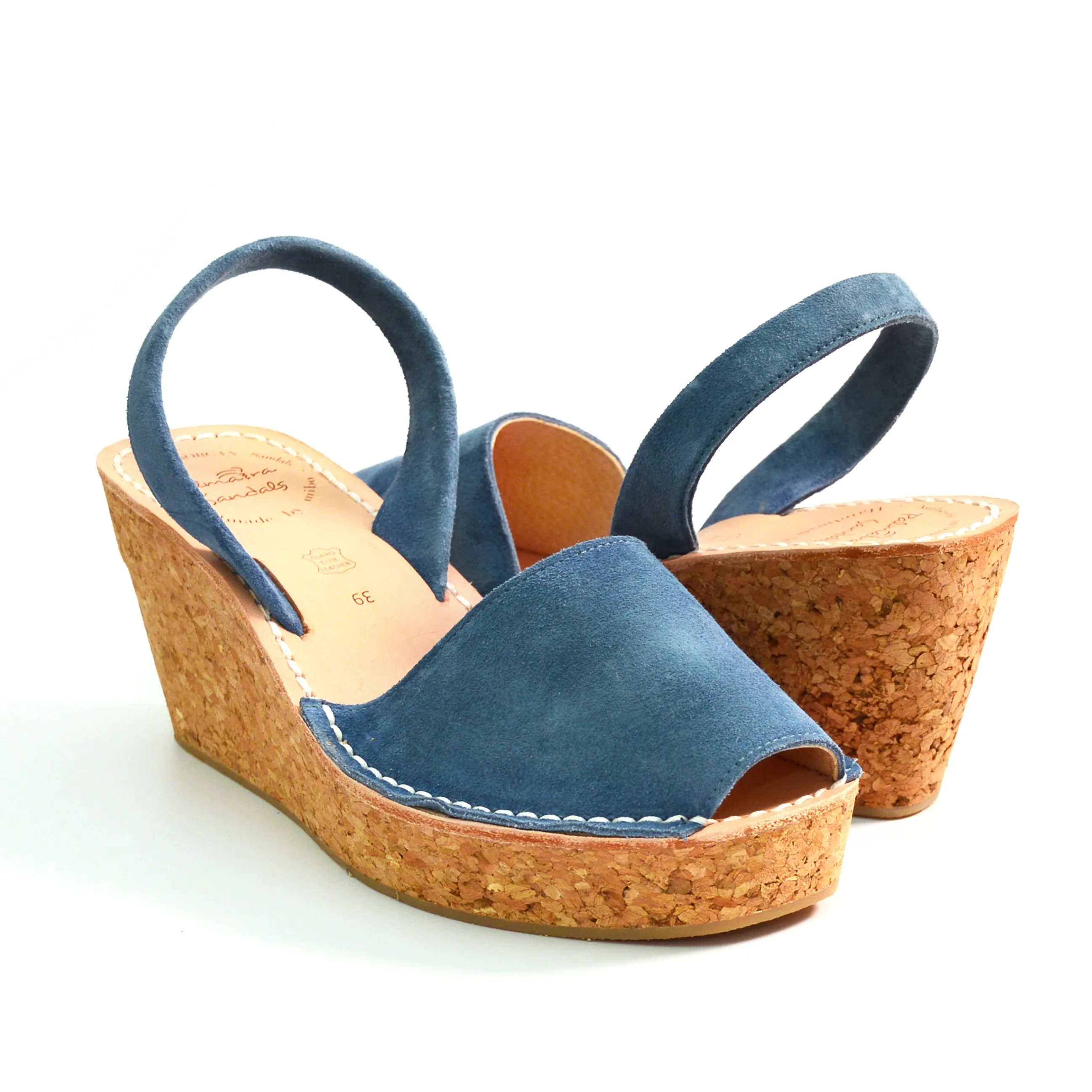 Minor faults Denim Blue Suede Cork Wedge