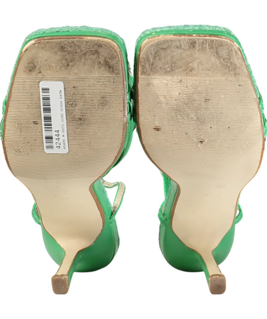 Missguided Green Straw Lace Up Heels UK 5 EU 38 👠