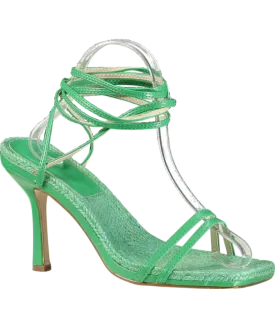 Missguided Green Straw Lace Up Heels UK 5 EU 38 👠