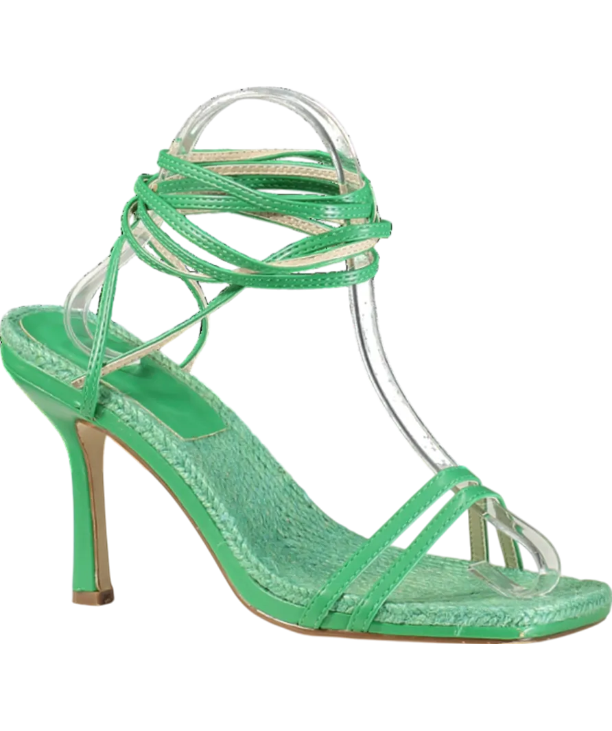 Missguided Green Straw Lace Up Heels UK 5 EU 38 👠