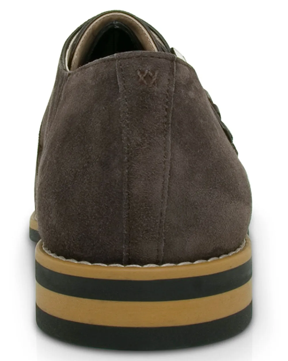 Monaco Suede Double Monk Loafer in Taupe