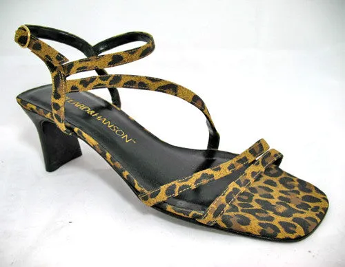 New Vintage 90s Hillard & Hanson Womens Shoes Heels Sandals 6 Leopard Glam Party