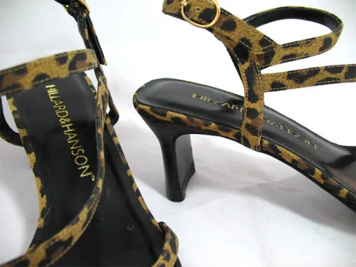 New Vintage 90s Hillard & Hanson Womens Shoes Heels Sandals 6 Leopard Glam Party