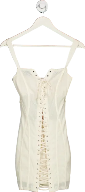 Oh Polly White Lace-Up Corset Dress UK 6