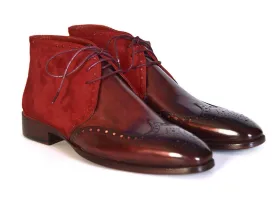 Paul Parkman Men's Chukka Boots Bordeaux Suede & Leather