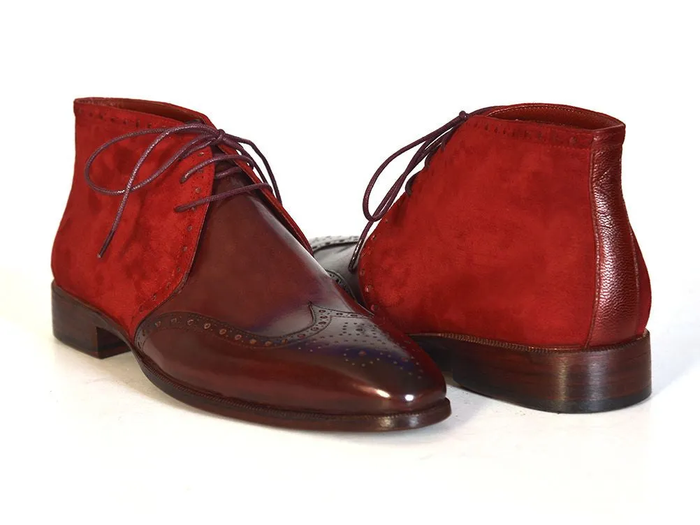 Paul Parkman Men's Chukka Boots Bordeaux Suede & Leather