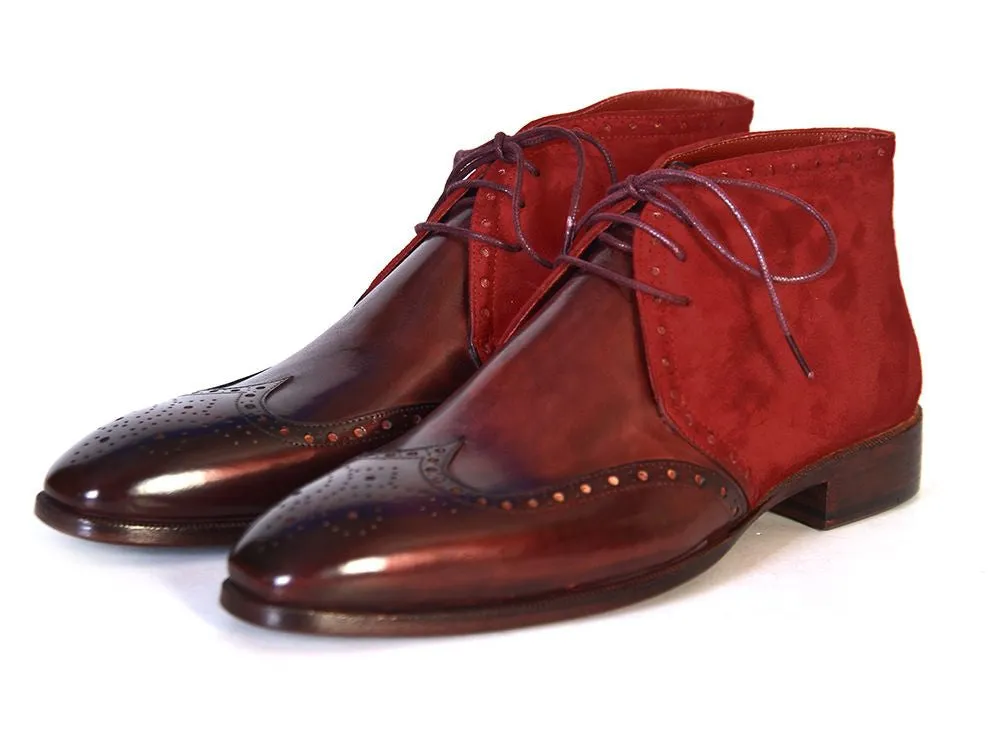 Paul Parkman Men's Chukka Boots Bordeaux Suede & Leather