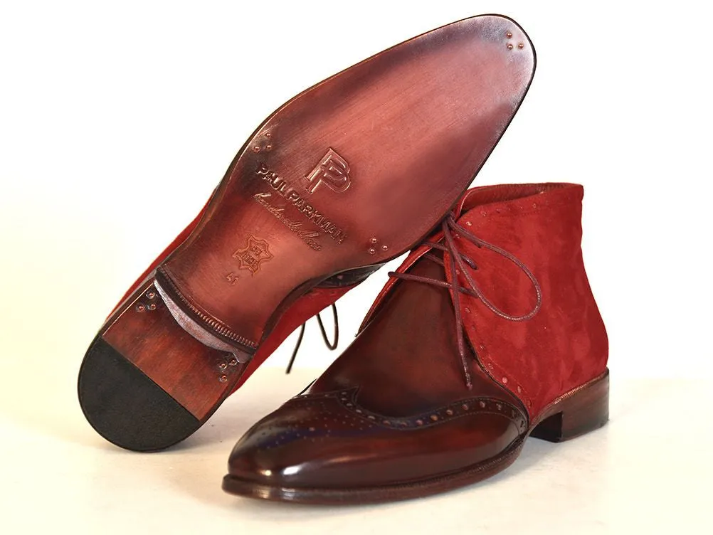 Paul Parkman Men's Chukka Boots Bordeaux Suede & Leather