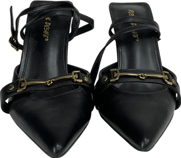 Public Desire Smooch Black Buckle Detail Slingback Mid Heel Court Shoe UK 6 EU 39 👠