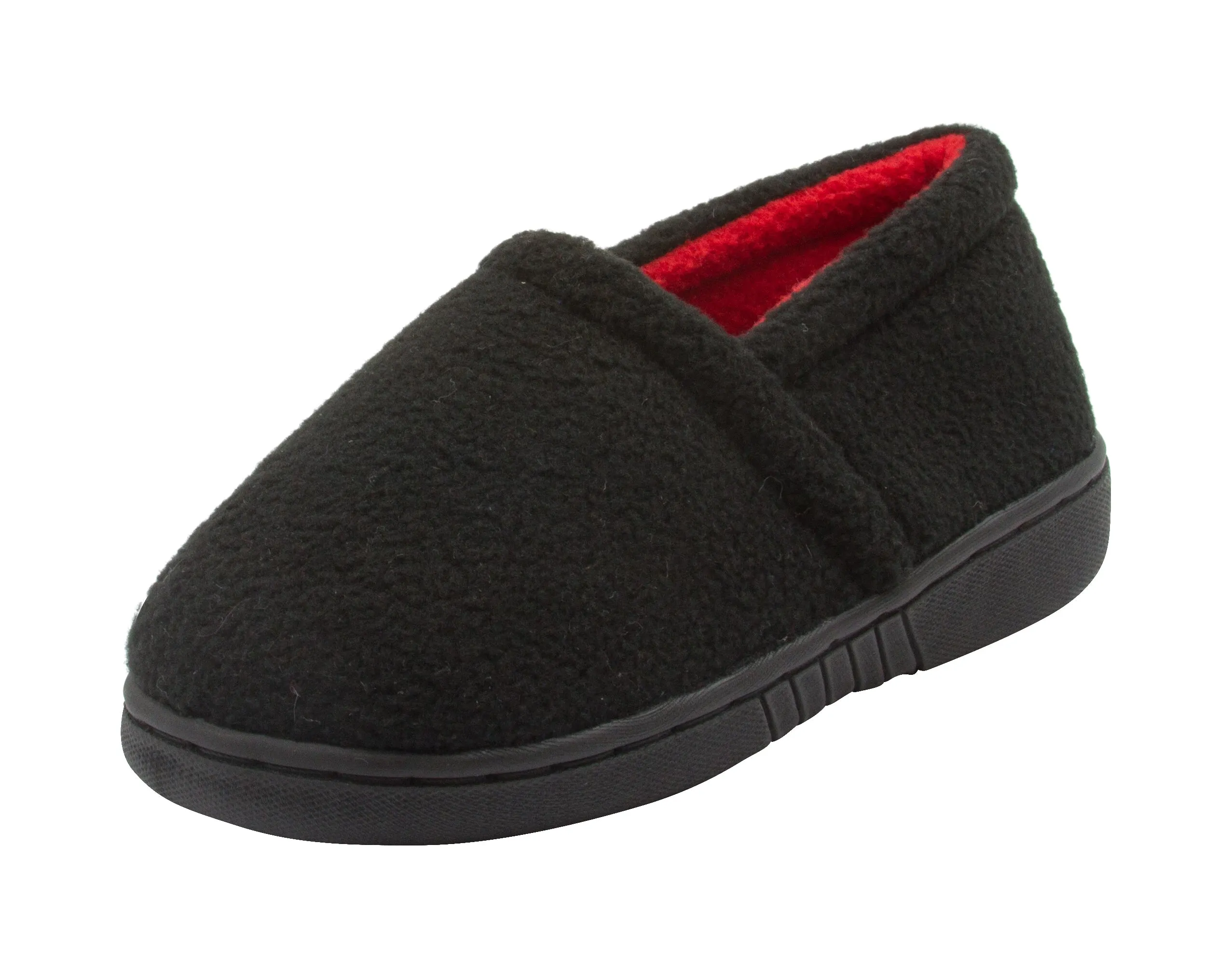 Skysole Boys Fleece Closed Back Slipper with Rugged Outsole