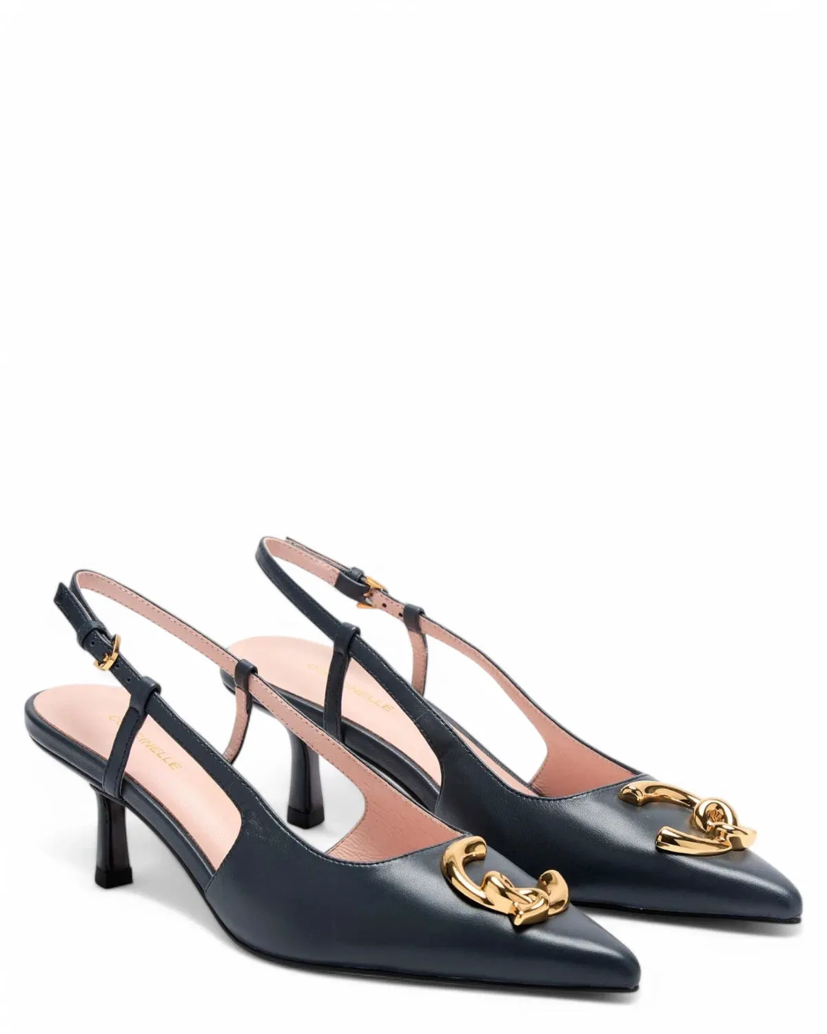 Slingback in Pelle con Tacco 65mm e Logo Iconico