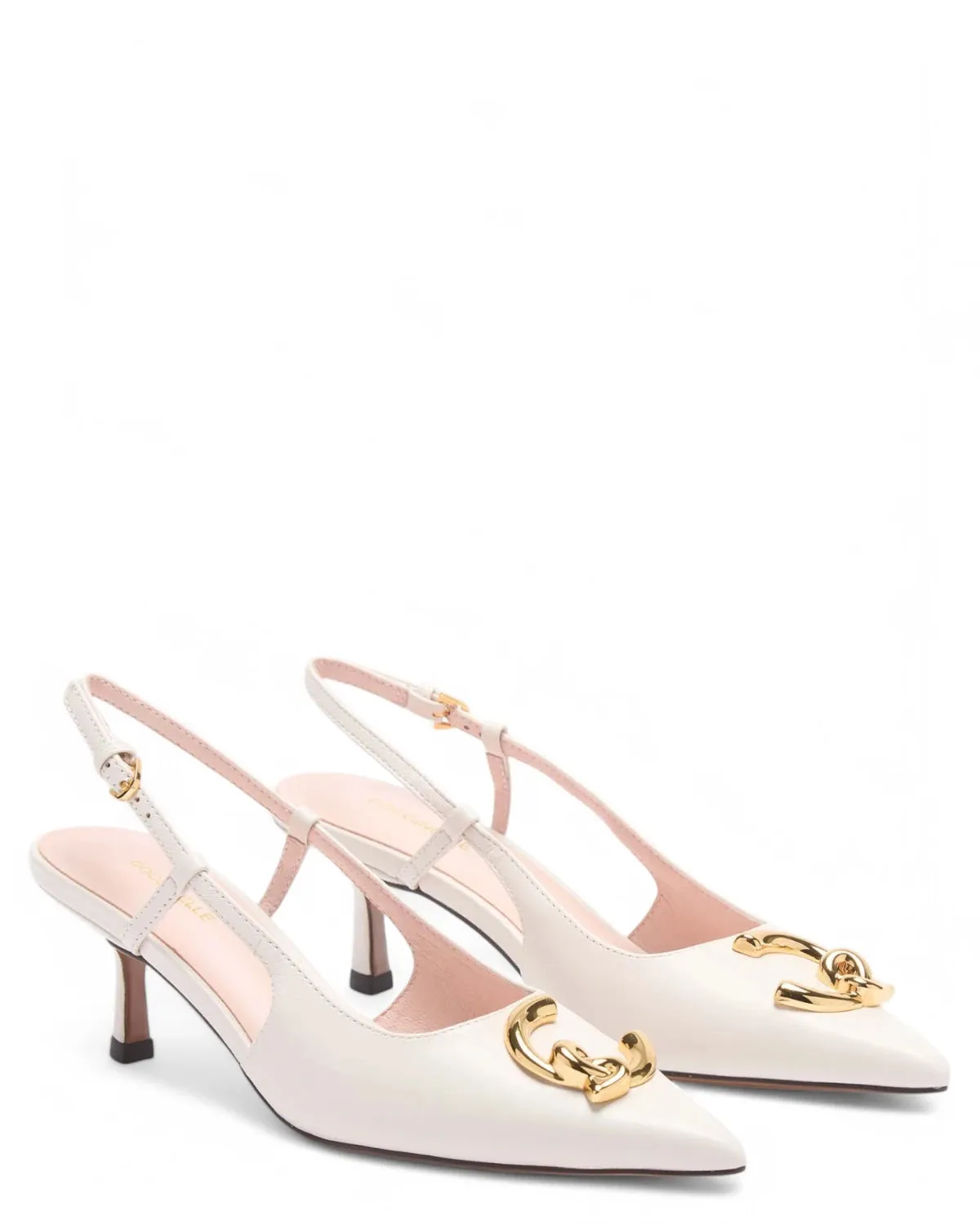 Slingback in Pelle con Tacco 65mm e Logo Iconico