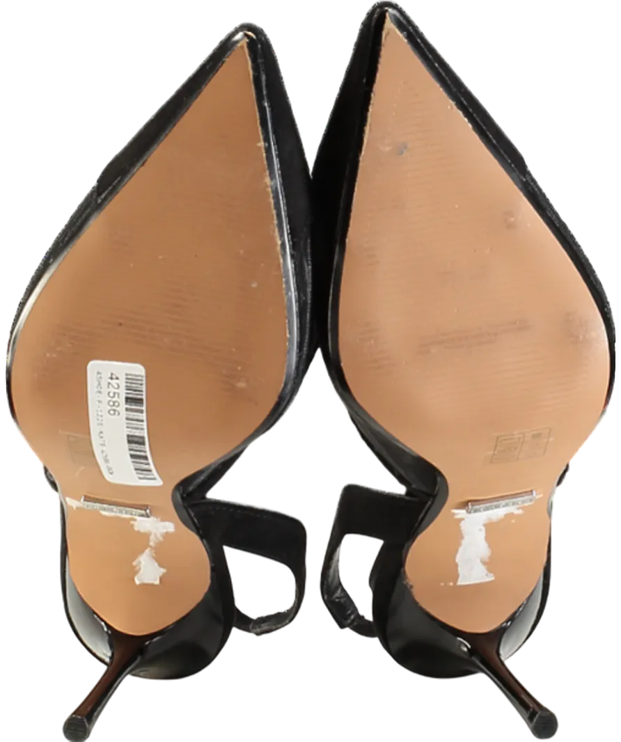 Topshop Black Mesh Panel Slingback Heels UK 6