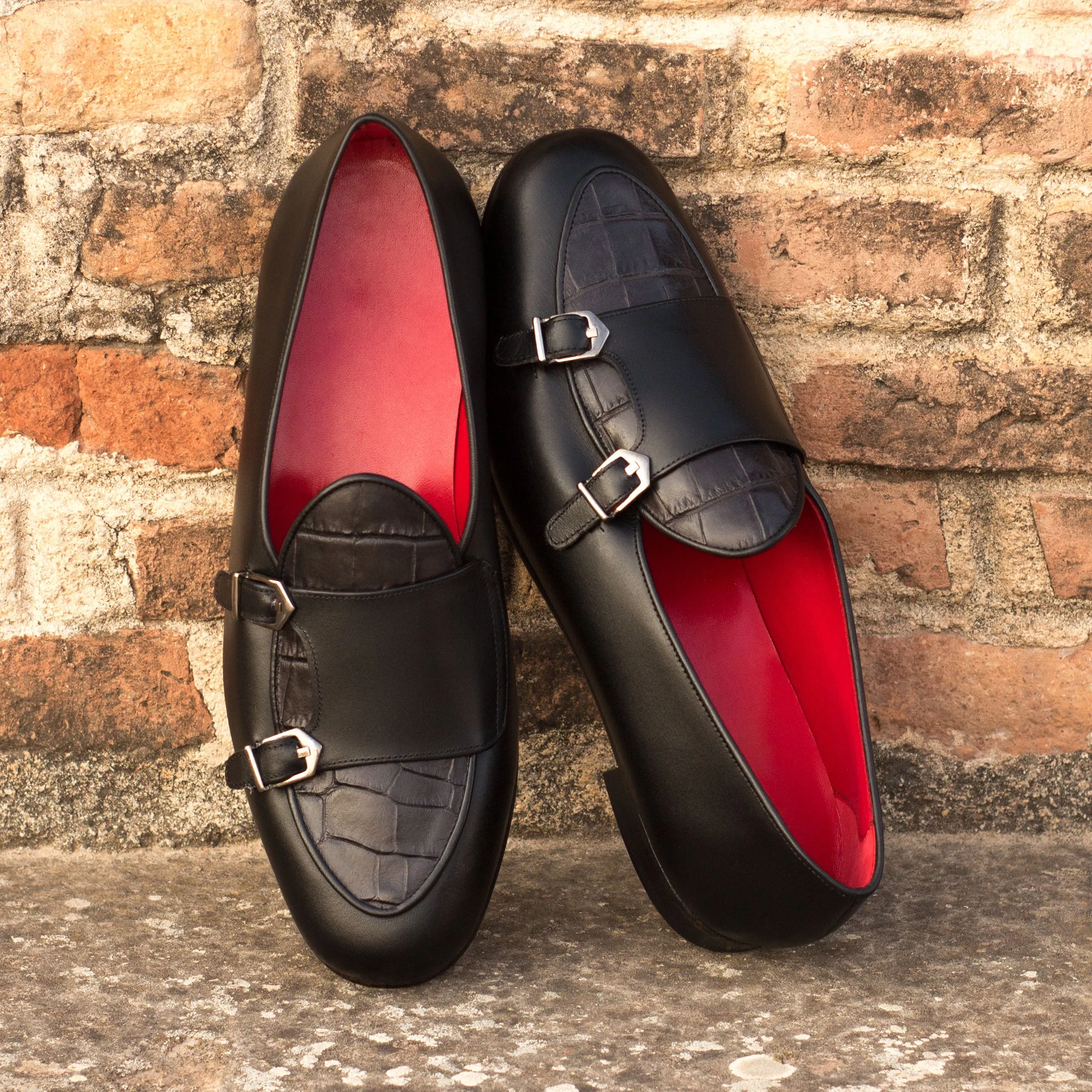 Unique Handcrafted Monk Slipper   red calf leather