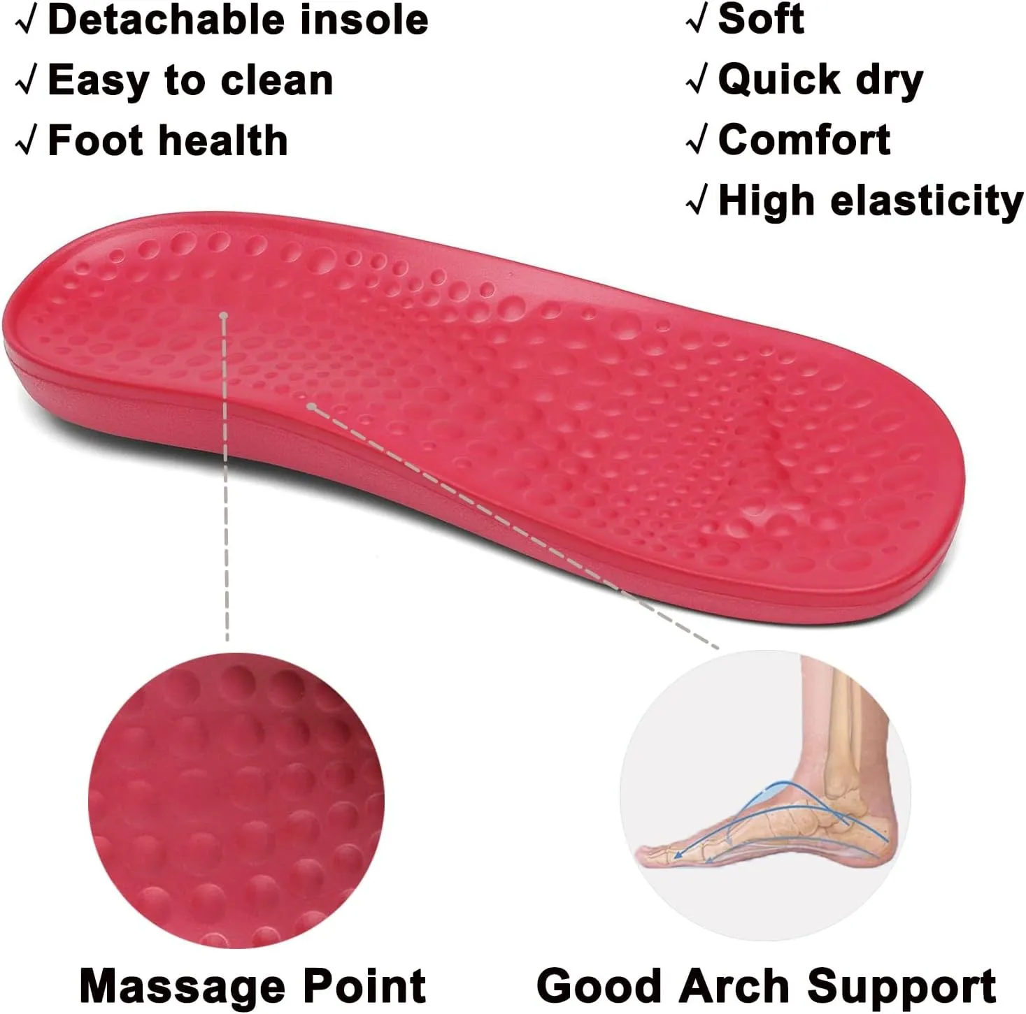 VZQ Women and Men Arch Support Clogs Slip-on Garden Shoes Outdoor Beach Slippers Sandals with Plantar Fasciitis Feet Cushion Insoles