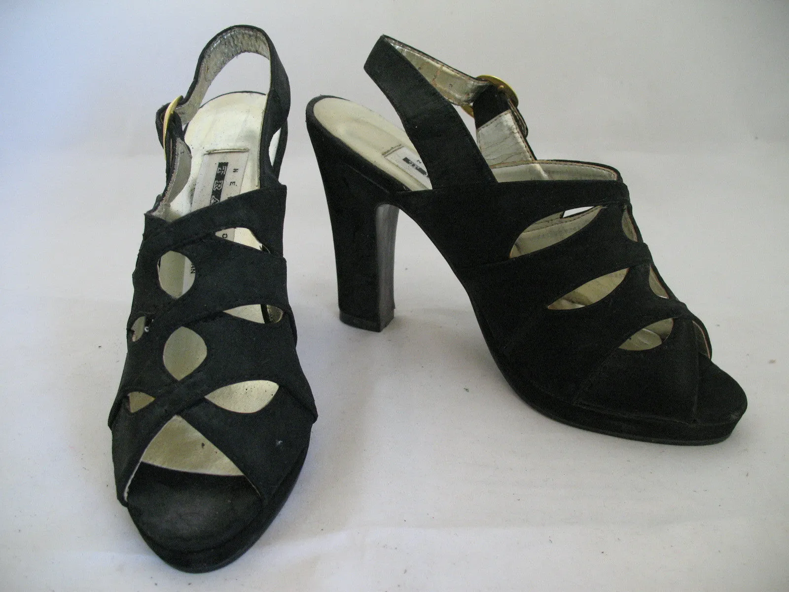 Womens Shoes NEW YORK TRANSIT BLACK SLINGBACK STRAP OPEN TOE TOES High Heels SHOE size 5-1/2