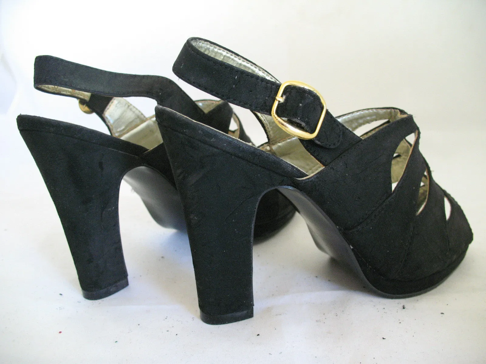 Womens Shoes NEW YORK TRANSIT BLACK SLINGBACK STRAP OPEN TOE TOES High Heels SHOE size 5-1/2