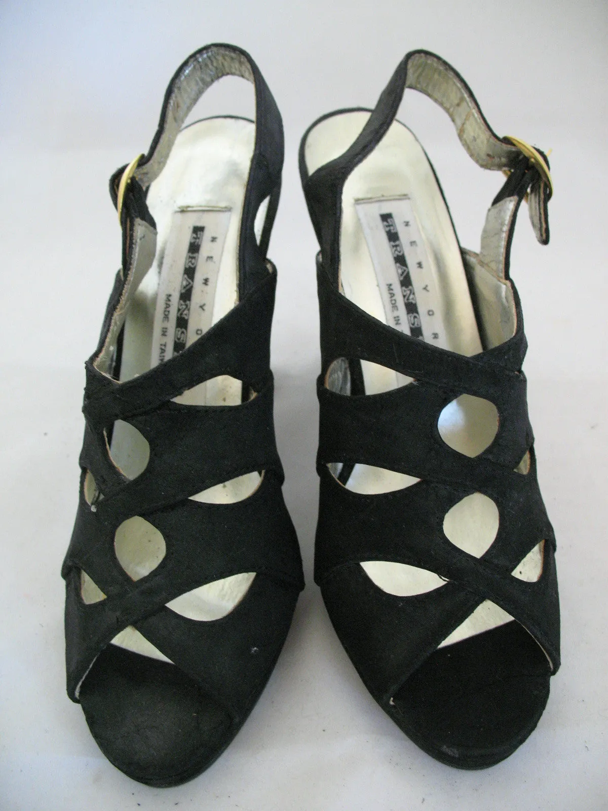 Womens Shoes NEW YORK TRANSIT BLACK SLINGBACK STRAP OPEN TOE TOES High Heels SHOE size 5-1/2