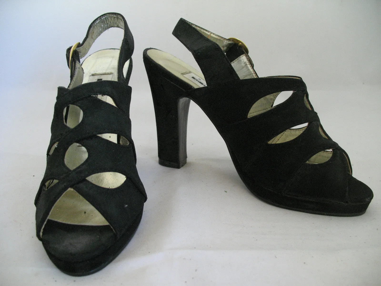Womens Shoes NEW YORK TRANSIT BLACK SLINGBACK STRAP OPEN TOE TOES High Heels SHOE size 5-1/2