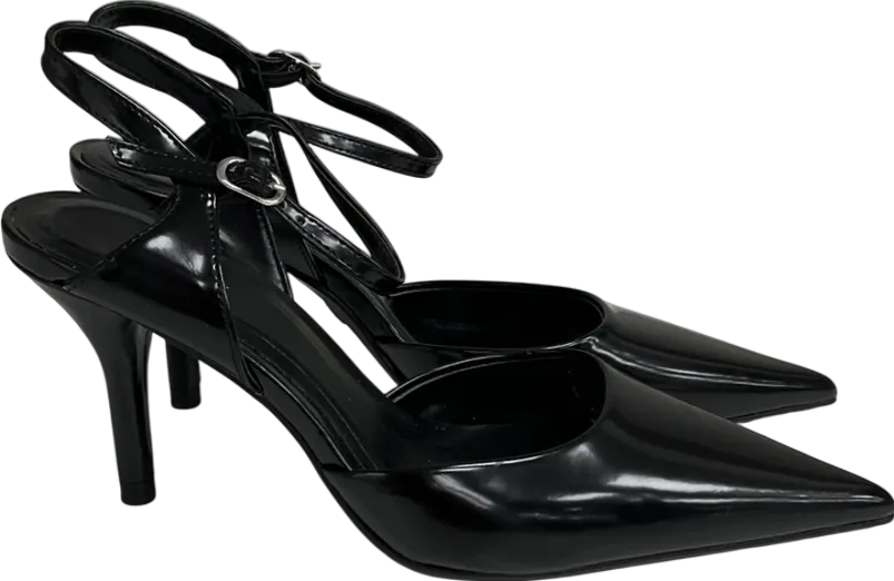 ZARA Black Slingback Strappy Heels UK 4 EU 37 👠