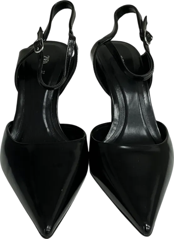 ZARA Black Slingback Strappy Heels UK 4 EU 37 👠