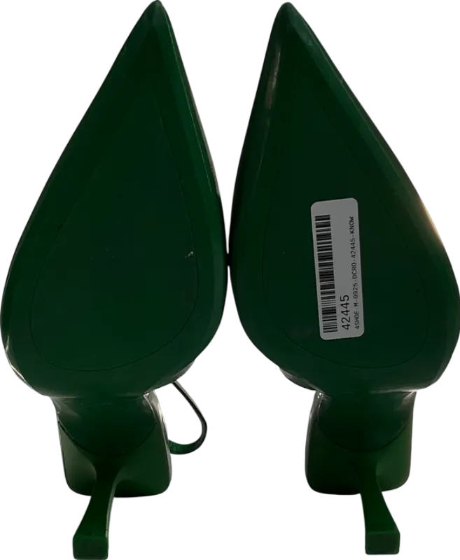 ZARA Green Squared Vamp And Heel Pointed Toe Slingback Heels UK 5 EU 38 👠