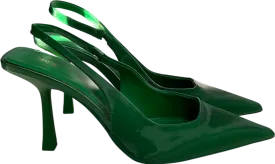 ZARA Green Squared Vamp And Heel Pointed Toe Slingback Heels UK 5 EU 38 👠