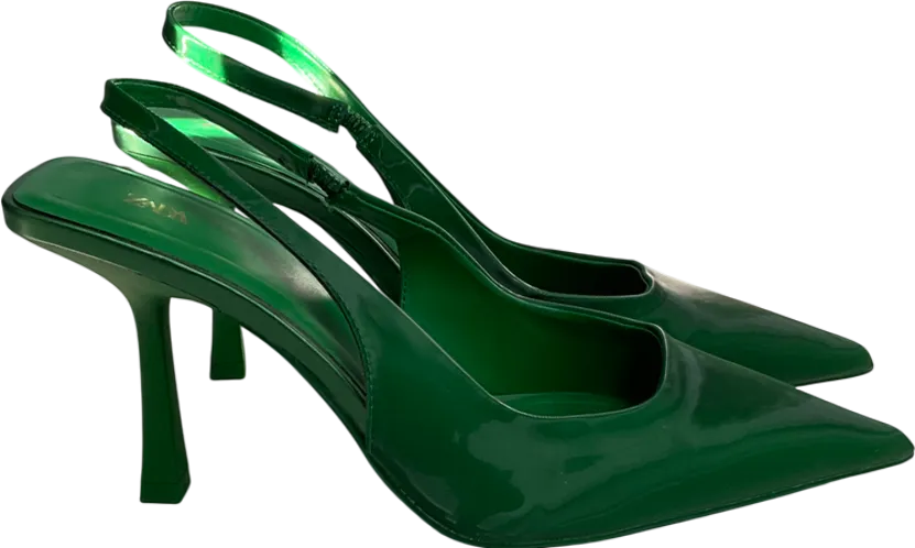 ZARA Green Squared Vamp And Heel Pointed Toe Slingback Heels UK 5 EU 38 👠